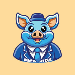 Cartoon Mascot Vector Illustration of a Piggy in a Stylish Pose