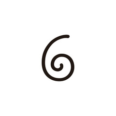 Number 6 spiral, line geometric symbol simple logo vector