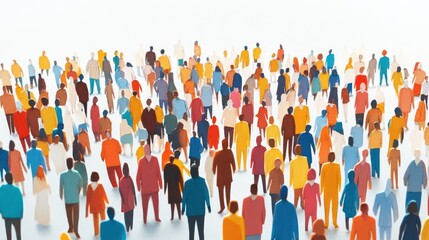 A Diverse Crowd: A vibrant illustration of a large group of people, showcasing unity and diversity in a colorful array.