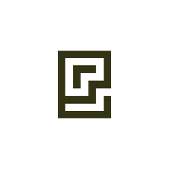 Letter r in e square geometric symbol simple logo vector