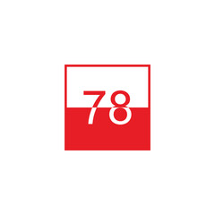Number 78 square, line geometric symbol simple logo vector