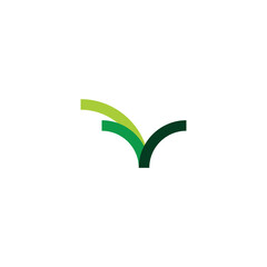 Letter v grass geometric symbol simple logo vector