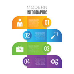 4 step infographic business data chart list editable template design
