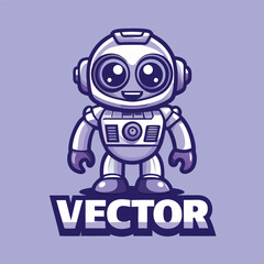 Robotic Mascot Vector Illustration with Simple Stylistic Design