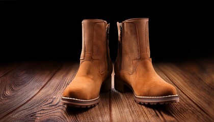 old boots on wooden background