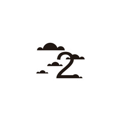Number 2 clouds geometric symbol simple logo vector