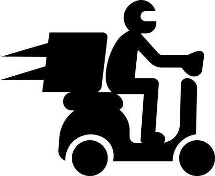 recommend clip art: icon of a delivery person on a scooter with a package symbolizing fast courier service Icon Svg