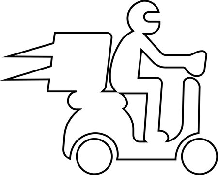 recommend clip art: icon of a delivery person on a scooter with a package symbolizing fast courier service Outline Icon Svg