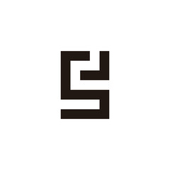 Letter SJ square geometric symbol simple logo vector