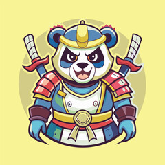 Fierce Samurai Panda Leading the Charge in a Mascot Cart