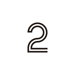 Number 2 line geometric symbol simple logo vector