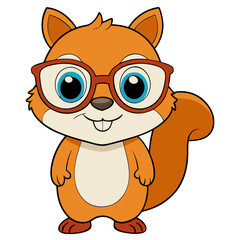 a cute squirrel wearing glasses vector illustration