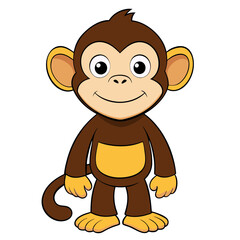 Obraz premium a cute and friendly cartoon monkey standing upright with a cheerful smile vector illustration