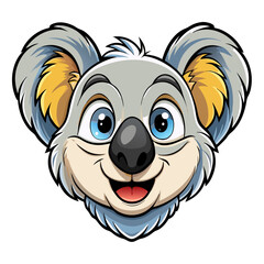 Obraz premium a cartoon illustration of an adorable koala's face, with friendly eyes and a charming smile. It's a playful and cute depiction of this iconic marsupial