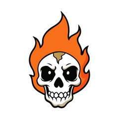 Obraz premium a cartoon skull with flames, a simple and striking design that is perfect for halloween or other themes vector illustration