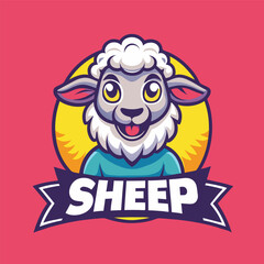 Vector Logo Illustration of a Cartoon Sheep Mascot in a Stylish Design