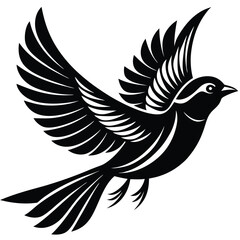 Obraz premium Silhouette of a black bird in flight