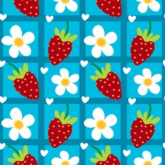 Summer fruits seamless strawberries pattern for wrapping paper and fabrics and kids clothes print and fashion textiles