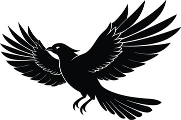 A simple silhouette of a bird in flight
