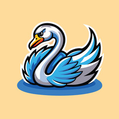 Minimalistic Swan Mascot Vector Illustration with Elegant Design