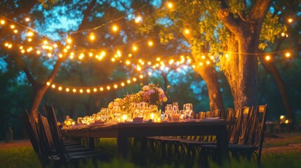 Fototapeta premium Romantic Outdoor Dinner Party Under the Stars