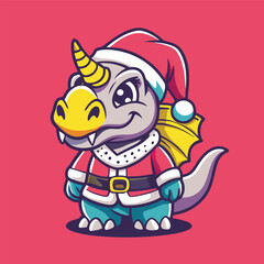 Festive Silhouette of a Triceratops Adorned with Christmas Decorations