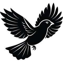 Obraz premium A free bird flying in silhouette stock illustration on white background