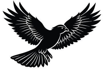 Naklejka premium A free bird flying in silhouette stock illustration on white background
