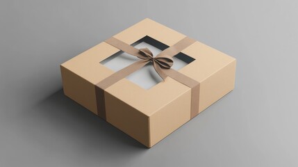 Elegant gift box with a tied ribbon and a transparent window showcasing a stunning present display for various celebrations and special occasions.