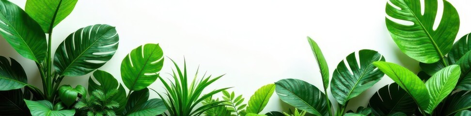 Obraz premium Lush tropical foliage thrives in vertical garden against pristine white , tropical, exotic, bromeliad