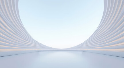 Futuristic White Architectural Space with Curved Symmetry