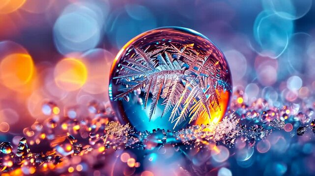 Microscopic view captures frozen water droplet in intricate detail under electron microscope. Ai Generated