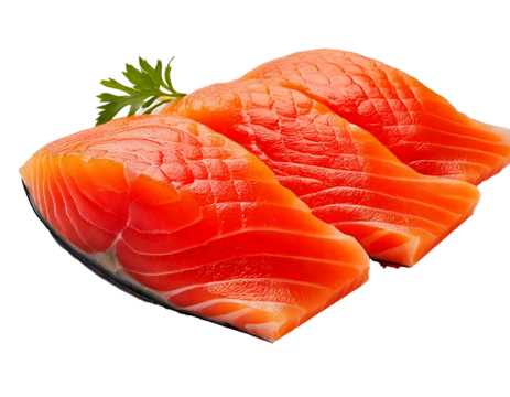 Raw salmon Slice isolated on transparent background