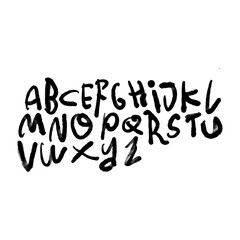 dry brush alphabet font set made by real brush grunge style vector, Isolated vector set