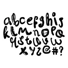 dry brush alphabet font set made by real brush grunge style vector, Isolated vector set