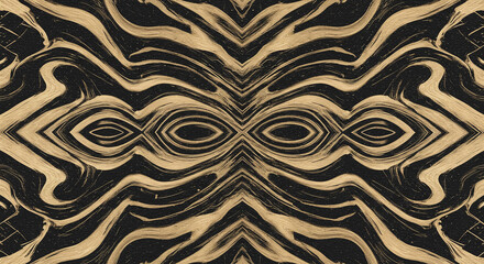 Abstract woodcut design in black and beige, showcasing interwoven organic lines and textures. Generative AI.