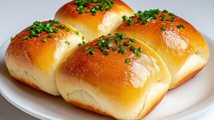 Golden Brown Dinner Rolls with Fresh Chives