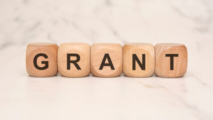 wooden blocks spelling out 'GRANT' symbolize financial and education constraints