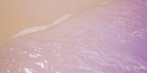 Fototapeta premium Tranquil beach scene with glossy surface and subtle ripples in sand
