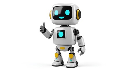 Fototapeta premium Friendly robot giving thumbs up, AI assistant concept.
