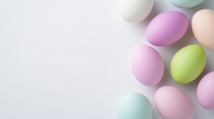 Pastel Easter Eggs on White Background