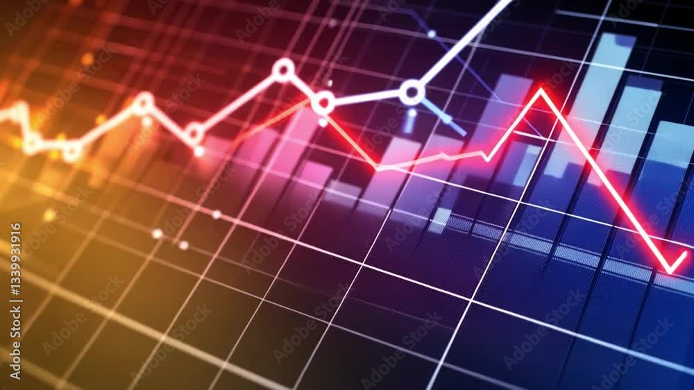 Poster dynamic financial graph visualization showcasing market trends, data analysis, and statistics with c