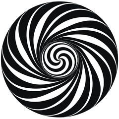 Black and white spiral swirl, twisted swirl silhouette