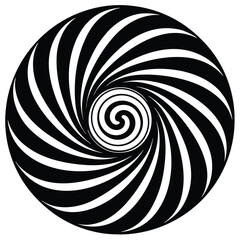 Black and white spiral swirl silhouette on white background
