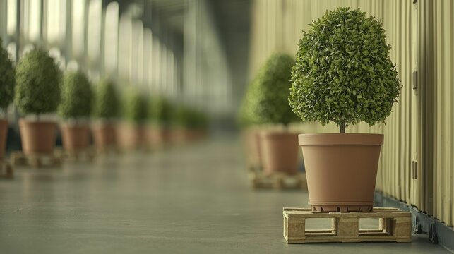 Green supply chain solutions visualized with interconnected paths leading to a thriving marketplace, emphasizing sustainability in commerce.