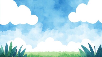 Fototapeta premium Bright and cheerful summer scene illustration, perfect for vibrant flyers and colorful banners, with fun, cartoon textures.