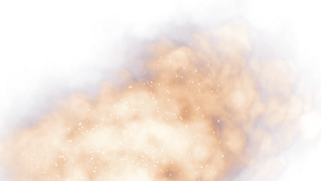 Dramatic Explosion of Orange Sparks with smoke Against a transparent Background