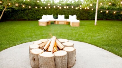 Fototapeta premium Cozy Fire Pit Setup --ar 169 --style Raw --profil Db3bdee1-e 178