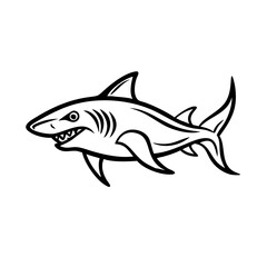 Fototapeta premium Shark icon swimming gracefully in ocean, marine life concept