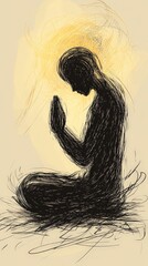 Artistic Prayer Scene Illustration
